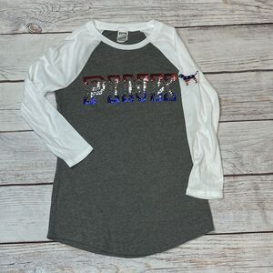 VS PINK Retired Bling Baseball Tee S